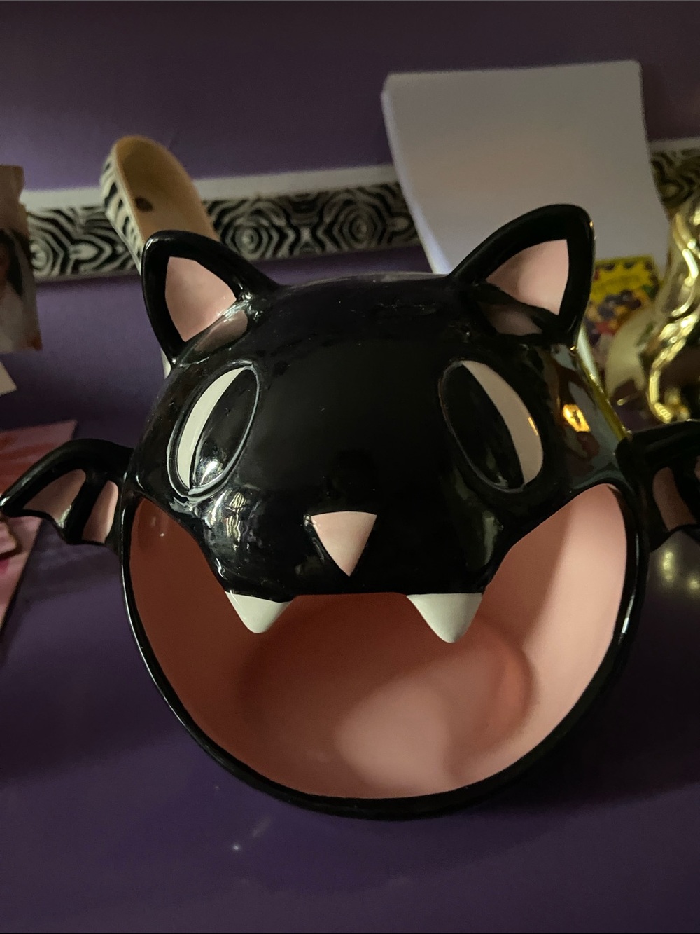 Black and Pink Cat Bowl - Decorative